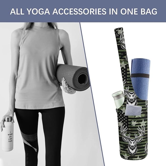 Aiyoolee Yoga Mat Bag with Large Pocket, Strap Bag Carriers for Women