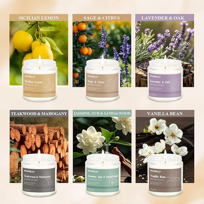 12 Pack Candles for Home Scented, Christmas Aromatherapy Candles Gifts Set for Women, Lavender, Vanilla, Rose Candle, 42OZ Natural Soy Wax Long Lasting Jar Candle, Birthday Valentine’s Day Present