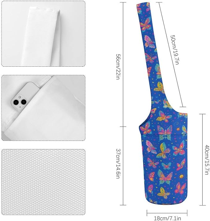 KKdskkds Vintage RoseYoga Mat Bag Large Opening Long Tote Yoga Mat with Pocket Fit Most Size Mats