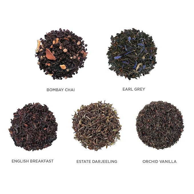 Tea Forte Black Tea Assortment Single Steeps Loose Leaf Premium Tea Gift Set Sampler, 15 Count 3 of Each Assorted Blends, Pre-Portioned Single Serve Pouches, Steeps 12 oz