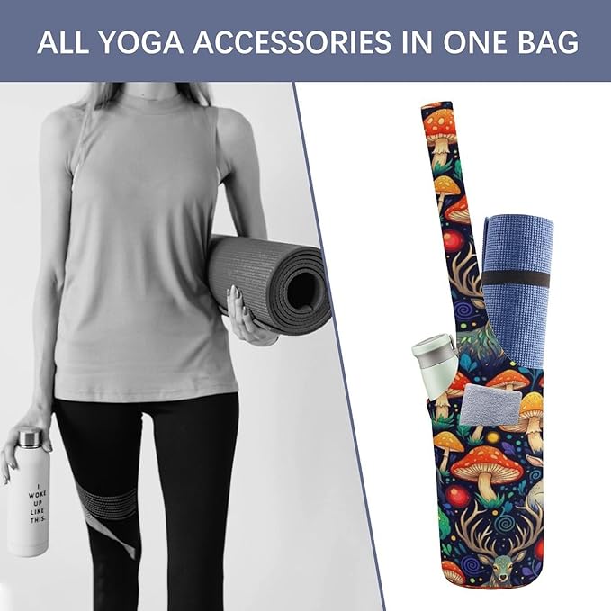 Meaudiwes Large Size Yoga Mat Bag with Long Strap, Yoga Mats Carrier Storage Bag, Exercise Mat Holder Accessories