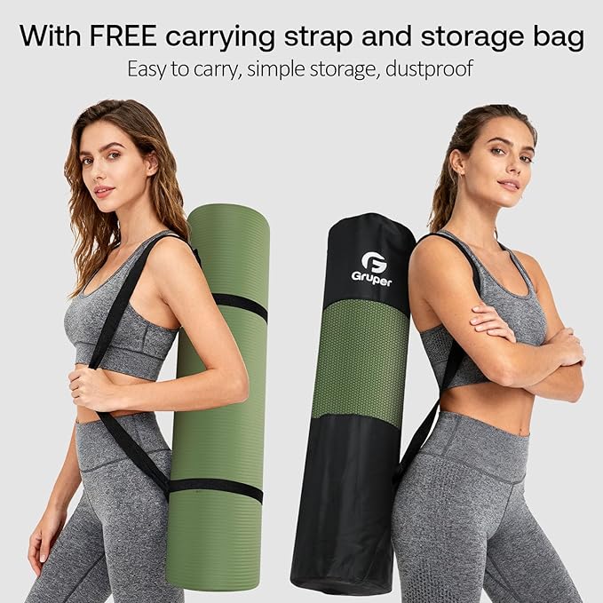 Yoga Mat Non Slip NBR Extra Thick Yoga Mat, 72"L x 32"/24"W x 0.6"/0.4"TH (185cm x 80cm/61cm x 15mm/10mm), Anti-Tear Exercise Mat with Carrying Strap and Bag, Workout Mats for Yoga, Pilates