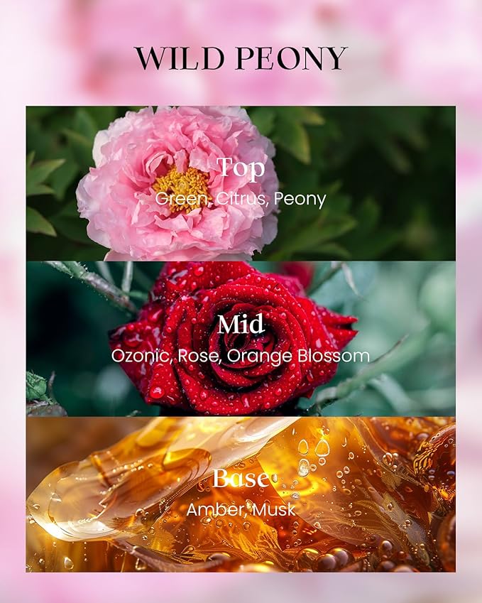 M&SENSE Wild Peony Floral Soy Candles, Vegan Subtle Scented 8.1oz 42-Hour Long Lasting, Non Toxic Candle for Bathtub Date Night Romance, Winter Home Fragrance Gifts for Her