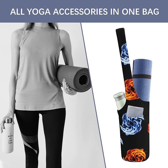 Aiyoolee Spacious Yoga Mat Storage Bag Single Shoulder Portable Carrier with Pocket for Gym Yoga Fitness