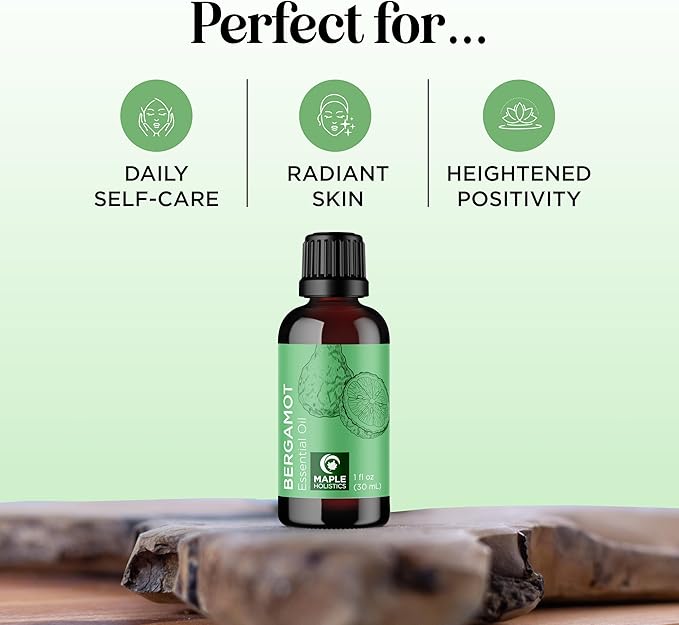 Bergamot Essential Oil for Diffuser Aromatherapy - 100% Pure Citrus Bergamot Oil for Hair Skin and Nails Plus Undiluted Relaxing Aromatherapy Essential Oil for Diffusers Baths and Topical Uses 1oz