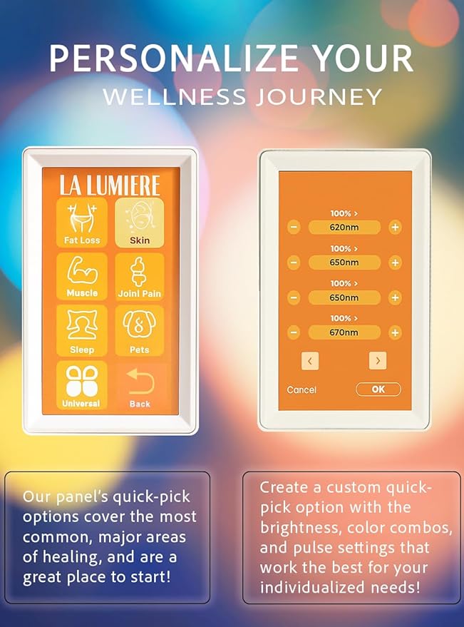 2025 Red Light Therapy Panel for Face + Body - Most Options on The Market! 72 LEDs, Dual Chip, 9 Wavelengths, Touch Screen w/Quick Start for Skin, Pain, Weight Loss, + More!