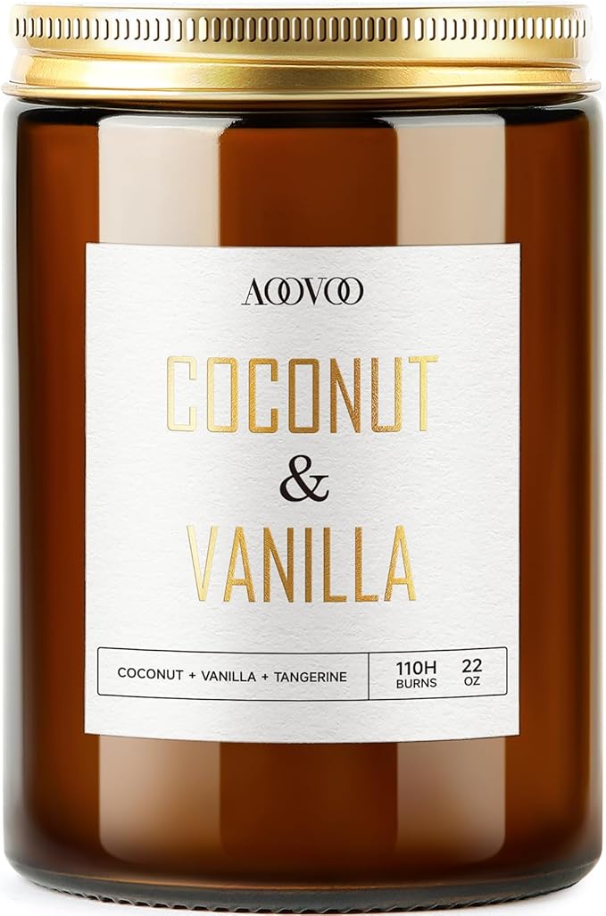 AOOVOO Vanilla Coconut Candle - Large Scented Candles 22oz, Soy Candles, Aromatherapy Candle, Soy Wax Candle