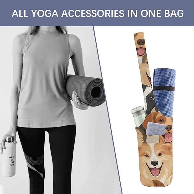 Meaudiwes Large Size Yoga Mat Bag with Long Strap, Yoga Mats Carrier Storage Bag, Exercise Mat Holder Accessories