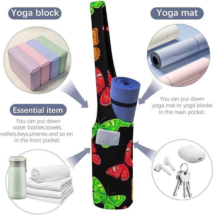 Aiyoolee Yoga Mat Bags, Large Tote Yoga Mat Carrier Holder with Water Bottle Pocket, Adjustable Shoulder Strap Storage Bag
