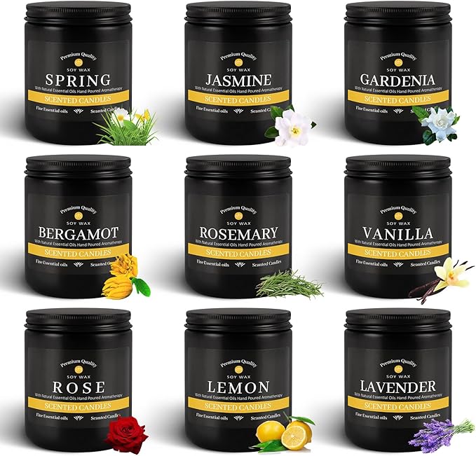 9Pack Candles for Home Scented, Aromatherapy Candles Gifts Set for Men Candles Set, 63 oz 450 Hour Long Lasting Candles,Gifts for Mens Birthday,Christmas,Thanksgiving Anniversary Present