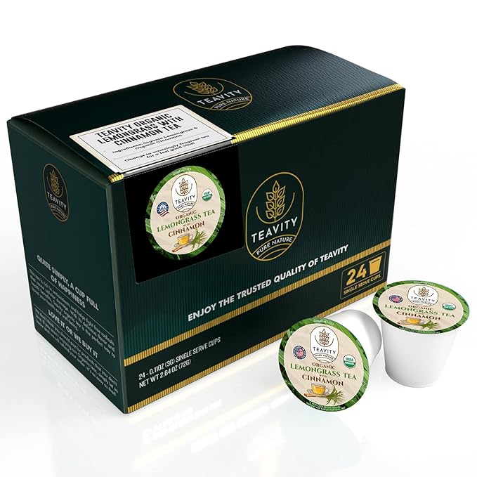 Teavity Organic Lemongrass and Cinnamon Tea Pods for Keurig - 24 Pods