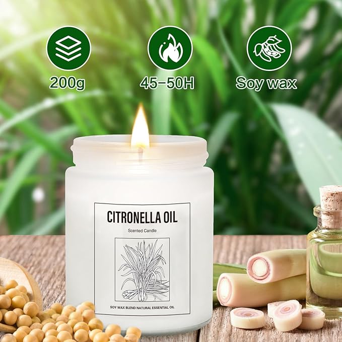 6 Pack Citronella Candles Outdoor, 42Oz Citronella Candles with Citronellas Oil and Soy Wax, Summer Gifts for Indoor Outdoor, 300 Hours Burn Citronellas Candle for Outside Patio Camping BBQ