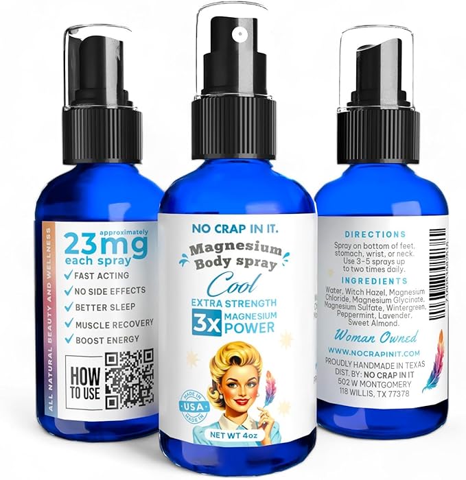 No Crap In It Magnesium Spray, Triple Action!- Your Way to Wellness | Immediate Relief with Our Unique Magnesium Glycinate, Citrate, Chloride Blend Spray (Cool)