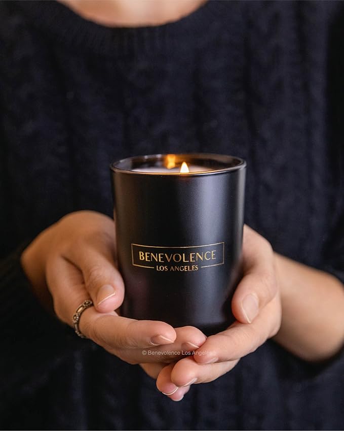 Benevolence LA Clearance Candle Rose & Sandalwood Christmas Scented Candles | Soy Candles, Black Holiday Candle for Home | Gifts for Women and Men | Home Fragrance | Aromatherapy | 6oz