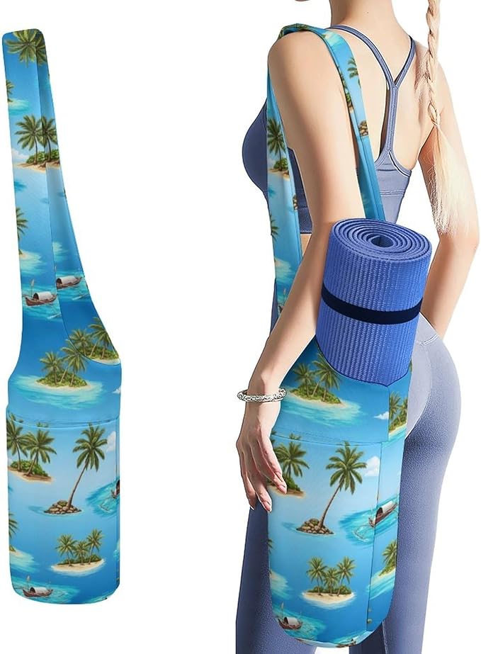 Aiyoolee Fashion Yoga Mat Bag with Large Pocket, Long Tote Yoga Bag Fit Most Mats Accessories
