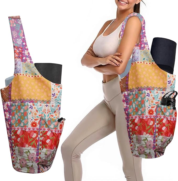 saniwu Yoga Mat Bag Carrier for Women Workout Large Waterproof with Zipper Pocket, Keychain and Wide Shoulder Straps