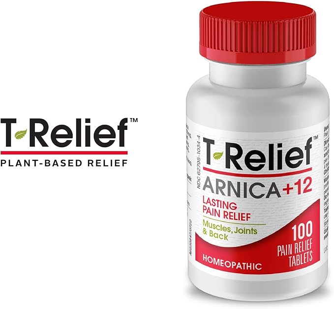 MediNatura T-Relief Arnica +12 Natural Actives - Whole Body Fast-Acting Formula for Women & Men - 100 Tablets
