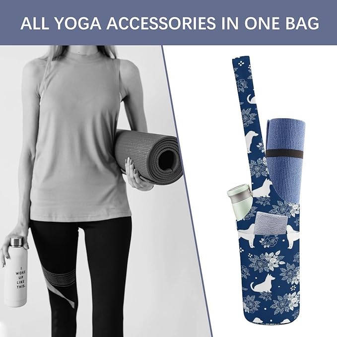 Meaudiwes Stylish Yoga Mat Bag for Women Exercise Mat Holder with Shoulder Strap Yoga Mats Totes Sports Storage Bag
