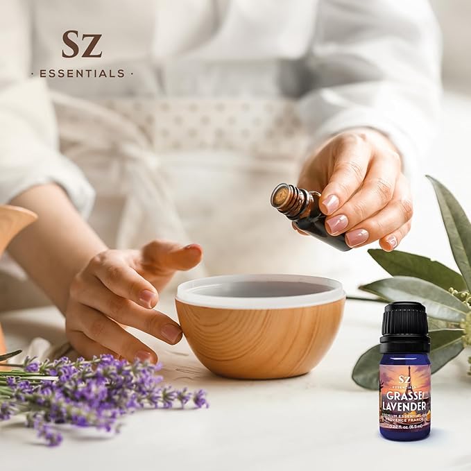 Grasse Lavender Essential Oil - France - Beautiful Floral Lavender Scent with Pine Notes - Lavandula stoechas - 100% Pure & Undiluted - Aromatherapy- Therapeutic Grade & Vegan 0.22 oz
