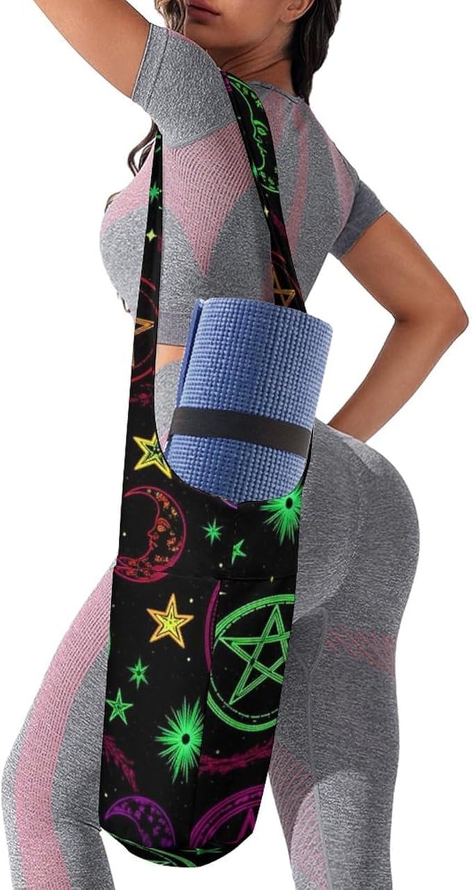 Meaudiwes Yoga Mat Bag for Women, Stylish Yoga Mat Tote Sling Carrier Bag, Long Strap Exercise Mats Totes Sport Storage Bag