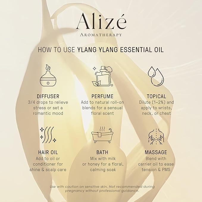 Ylang Ylang Essential Oil, USDA Certified Organic 100% Natural & Pure Essential Oils for Diffusers for Home, Aromatherapy Oils, Diffuser Oils Scents, Soothing 10ml-0.33 fl oz
