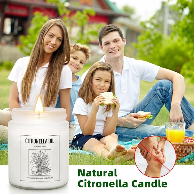 6 Pack Citronella Candles Outdoor, 42Oz Citronella Candles with Citronellas Oil and Soy Wax, Summer Gifts for Indoor Outdoor, 300 Hours Burn Citronellas Candle for Outside Patio Camping BBQ