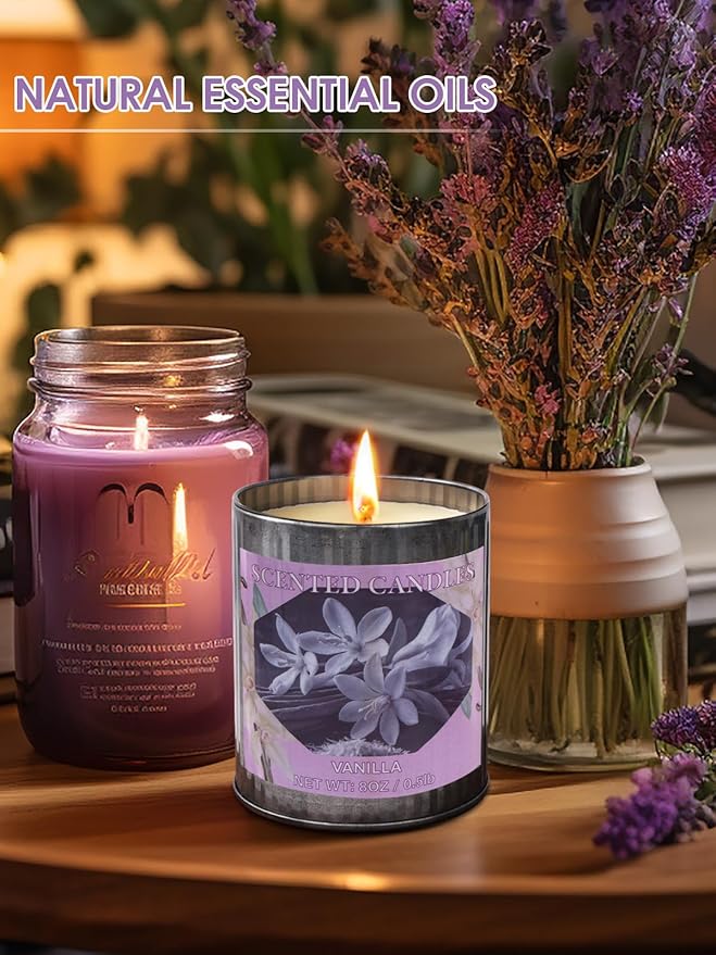 Scented Candles for Home, 8oz Soy Candle, 50H Burn, Vanilla Aromatherapy, White Candle in Gift Box, Perfect for Birthday, Mother's Day, Christmas