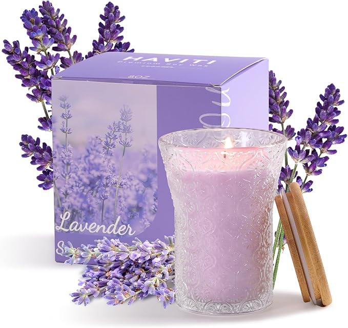 Lavender Scented Candle, Galentines Valentines Mother's Day Soy Jars Candles Gift for Women,8 OZ Aromatherapy Purple Candles for Home Decor