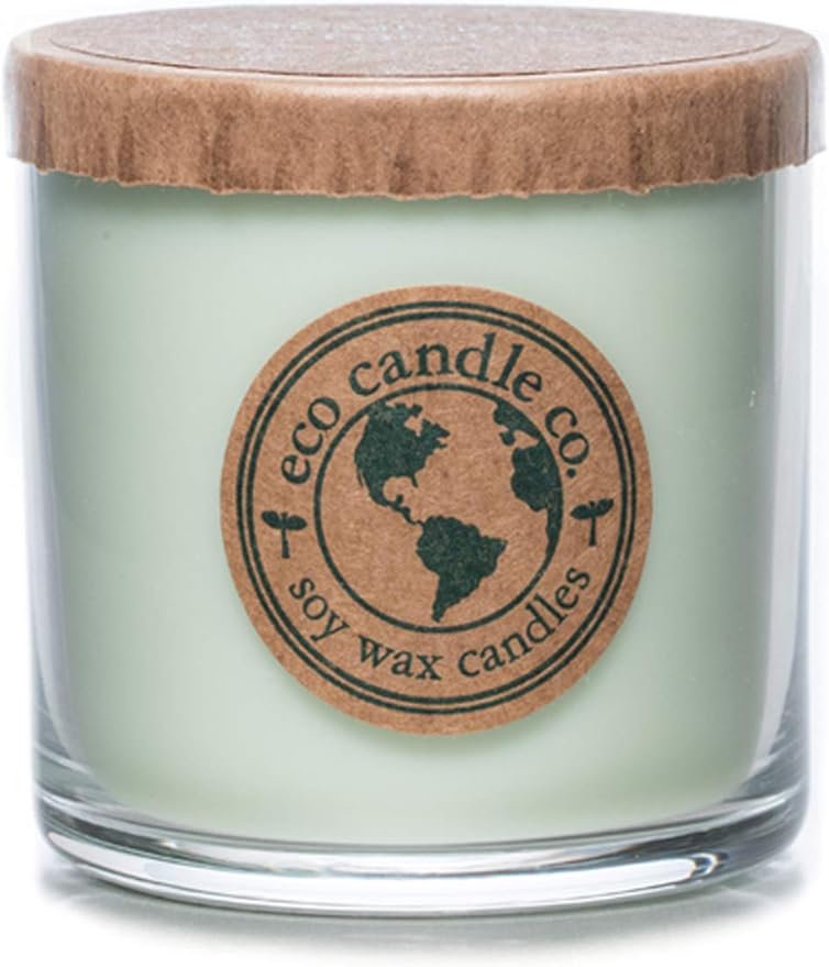 ECO CANDLE CO. Recycled Candle, Eucalyptus Mint, 6 oz. - Scents of Eucalyptus, Spearmint, & Peppermint - 100% Soy Wax, No Lead, Kraft Paper Label & Lid, Hand Poured, Made from Midwest Grown Soybeans