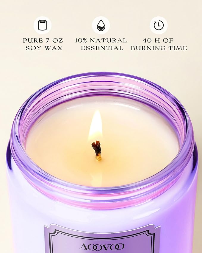 AOOVOO Scented Candles for Women - 6 Pack Colorful Jar Candle for Home Scented, 42oz Soy Candles, 300 Hours Burn Time, Aromatherapy Candles Gifts Set for Birthday