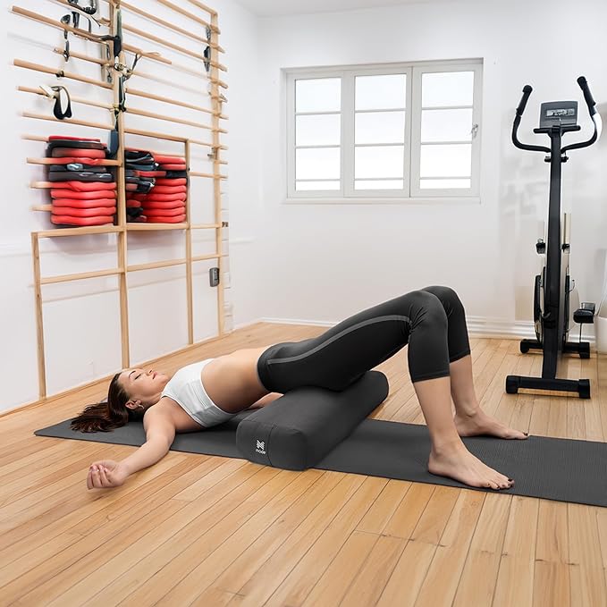 Node Fitness Yoga Meditation Cushion, 25" x 12" Rectangular Bolster with Organic Cotton Cover