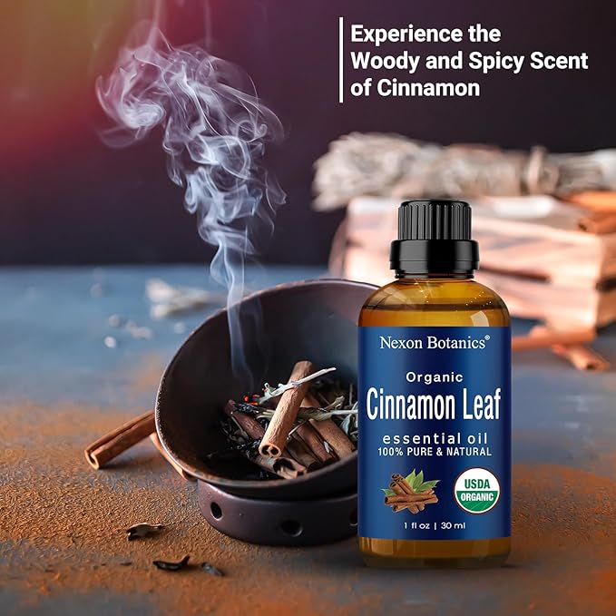 Organic Cinnamon Essential Oil 30 ml - Pure, Natural Oils for Aromatherapy, Diffusers, DIY, Candle and Soap Making Scent - Nexon Botanics