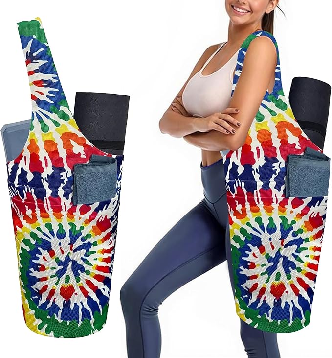 saniwu Yoga Mat Bag Carrier for Women with Side Large Pocket Durable Linen Workout Gym Travel Storage Pilates Mats