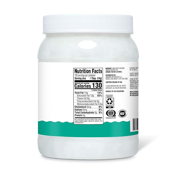 Amazon Grocery, Organic Virgin Coconut Oil, 54 Fl Oz (Previously Happy Belly, Packaging May Vary)
