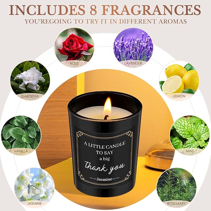 MTLEE 16 Pack Scented Candles Gifts Set Aromatherapy Soy Wax Candles Bulk Scented for Bridesmaid Birthday Valentine Mother's Day Bath Yoga Family Gatherings Festive(Appreciation,Black)