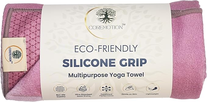 Non Slip Hot Yoga Mat Towel for Yoga | Machine Washable Yoga Towel with Silicone Grip, Quick Drying & Super Absorbent | Multi-Purpose Performance Mat 26.5'' x 72'' | Perfect Yoga Gift for Women & Men