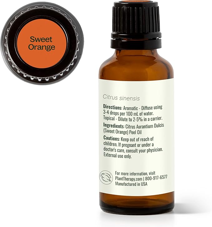 Plant Therapy Sweet Orange Essential Oil 100% Pure, Undiluted, Natural Aromatherapy, Therapeutic Grade 30 mL (1 oz)