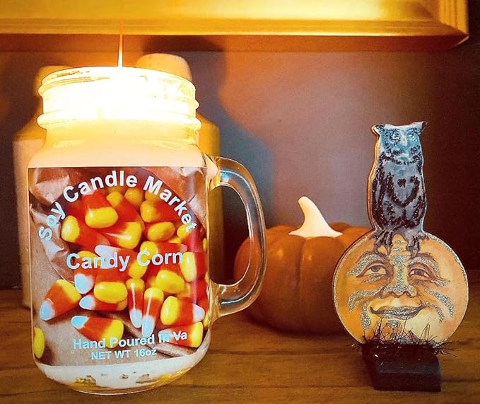 Soy Scented Candles | Handmade & Highly Aromatic Candles Burns Upto 85 Hours in Glass Jar - Perfect for Home Decor, Wedding, Birthday, Dinner (Candy Corn, 12 oz)