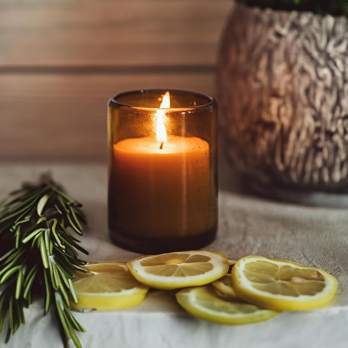 Bluecorn Beeswax Large 3-Wick Candle, 100% Pure Beeswax with Spruce Essential Oil, Amber Glass, Soy Free, Clean Burning Candle Wax, Long Lasting, Home Decor, American Made, 8 Oz, 1 Count