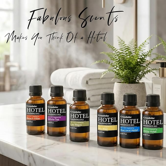 Essential Oils Set-Hotel Collection Diffuser Oil Gift Set,Premium Essential Oil for Diffusers, Home Care, Fragrance, Humidifiers (Hotel scent-6Pcs*0.68oz Set)