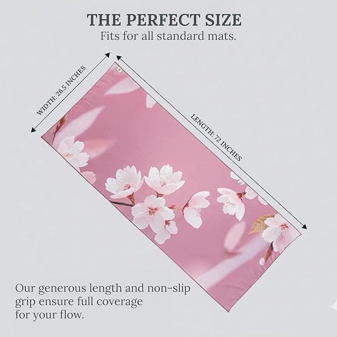 Non Slip Hot Yoga Mat Towel for Yoga | Machine Washable Yoga Towel with Silicone Grip, Quick Drying & Super Absorbent | Multi-Purpose Performance Mat 26.5'' x 72'' | Perfect Yoga Gift for Women & Men