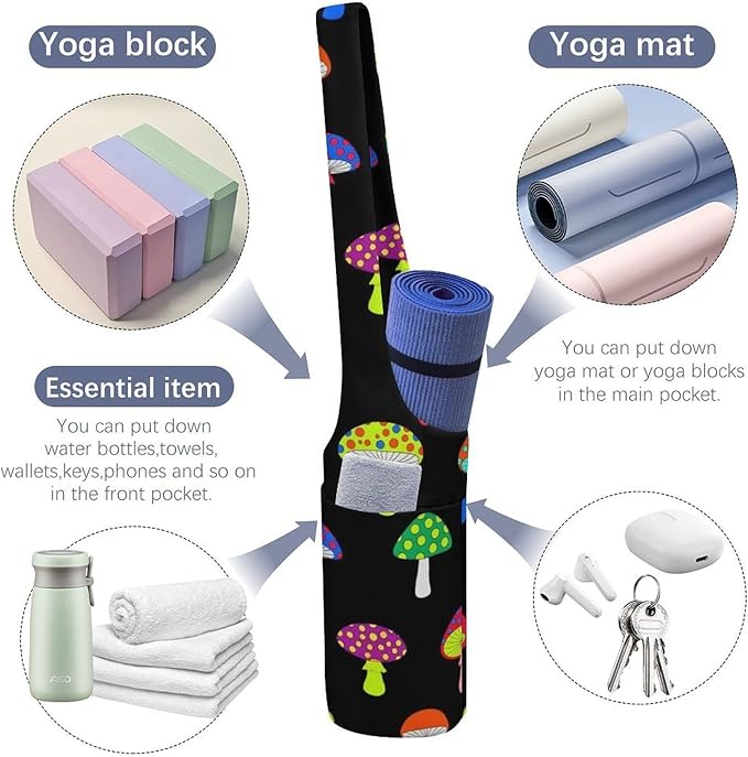 Meaudiwes Yoga Mat Bag for Women, Stylish Yoga Mat Tote Sling Carrier Bag, Long Strap Exercise Mats Totes Sport Storage Bag