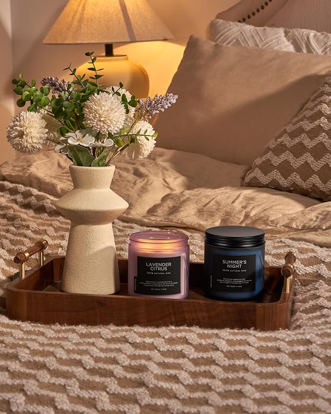 M&SENSE Soy Candles for Home Scented, 11.6oz Lavender Citrus Scent Aromatherapy 70H Burn Time, Stress Relief Gifts for Mom Girlfriend Teacher, Medium Jar Candle for Spa, Bath, Yoga