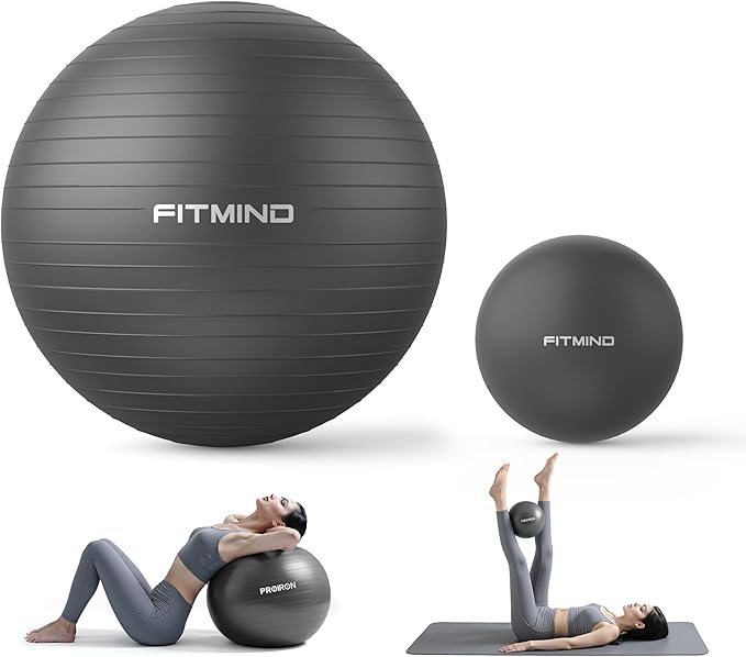 FITMIND Exercise Balls Set 22-30 Inch & 9 Inch, Small Pilates Ball with Pump, Pregnancy Ball for Women, Yoga Balls for Exercise, Small Exercise Ball for Between Knees, Stability, Physio