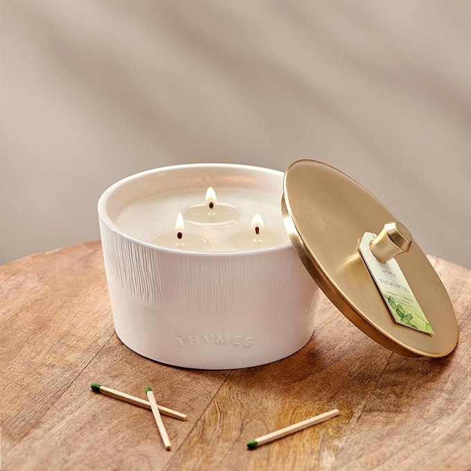 Thymes 3-Wick Candle with Lid - Eucalyptus - 13.5 Oz