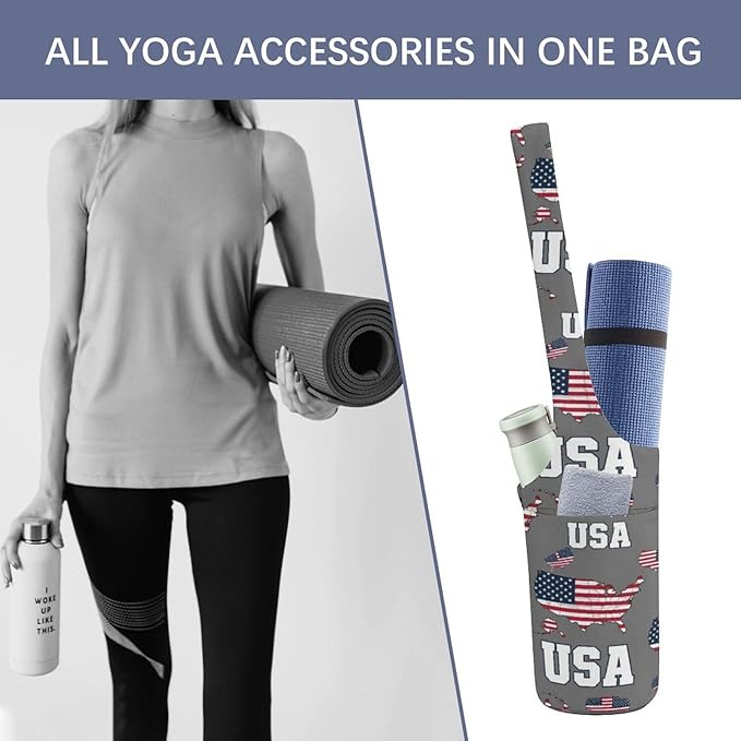 Aiyoolee Single Shoulder Yoga Mat Carrier Bag Portable Spacious with Pocket for Yoga Gym Fitness Travel