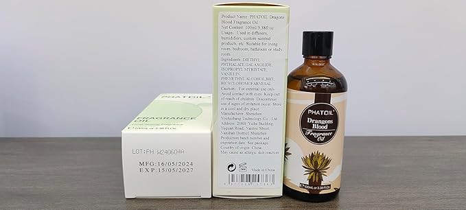 PHATOIL 3.38FL.OZ Dragons Blood Fragrance Oils for Aromatherapy, Essential Oils for Diffusers for Home, Perfect for Diffuser, DIY Candle and Soap Making, DIY Scented Products - 100ml