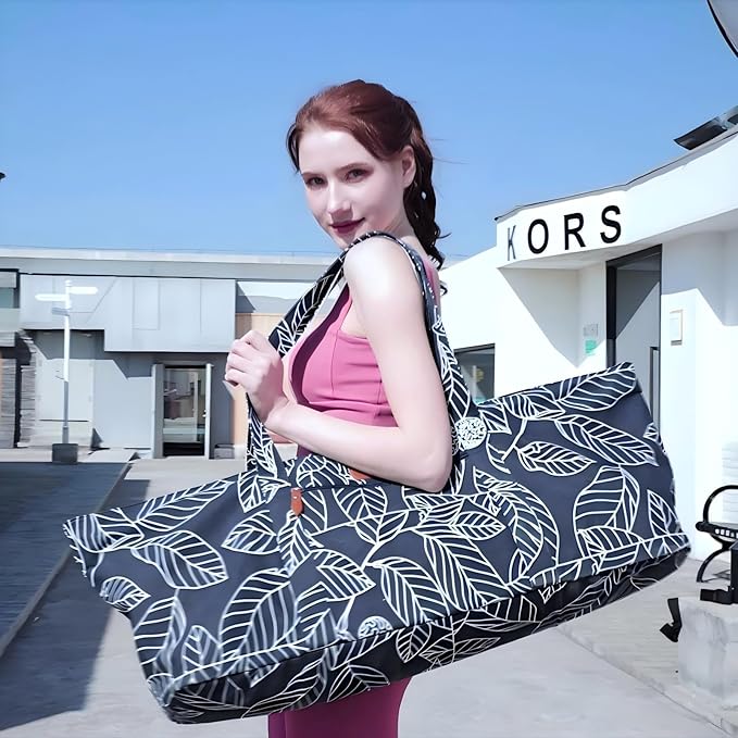 ELENTURE Large Yoga Mat Bag for Women Men, Travel Gym Bag for Pilates Office Beach Workout, Yoga Mat Tote Carrier with Mat Strap for 1/4" 1/2" Thick Exercise Yoga Mat