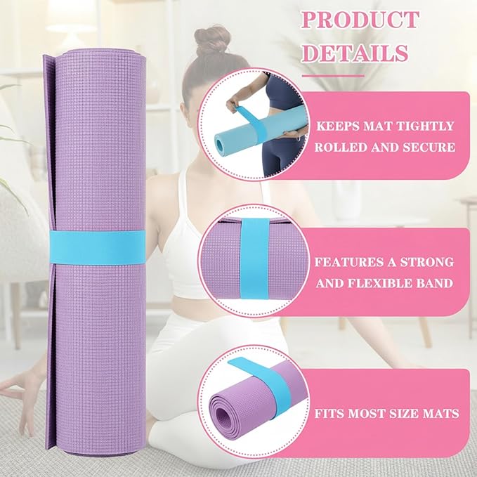 APLZGMG Yoga Mat Strap, One Snap Yoga Mat Slap Band for Keep Mats Tightly Rolled, Elastic One Snap Straps Band