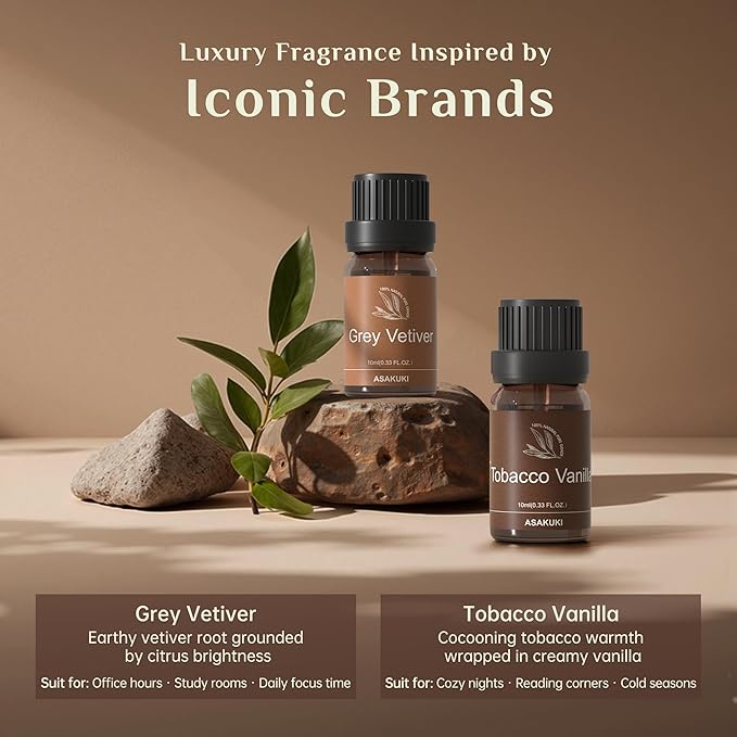 ASAKUKI Essential Oils Set – 6×10ml Cologne-Inspired Unisex Fragrance Oils for Diffusers – Elegant, Clean, and Confident Scents Loved by Women and Men-Holiday & Christmas Gift Choice